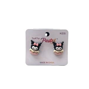 3/$25 Pastel Collection x Sanrio Girl's Pink & Black Kuromi Clip On Earrings